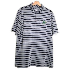 Oakland Athletics Under Armour Heat Gear Mens Polo Shirt Gray Black Stripe L